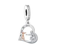 M&S My Dad My Hero Love Heart Charm Bead Pendant, 925 Sterling Silver Dangle Charm, Compatible With Pandora & European Bracelet …