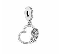 M&S My Guardian Angel Always By My Side Wing Heart Charm Bead Pendant, 925 Sterling Silver Dangle Charm, Compatible With Pandora & European Bracelet …
