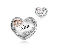 M&S Nan I Love You To The Moon And Back Love Heart Charm Bead Pendant, 925 Sterling Silver Dangle Charm, Compatible With Pandora & European Bracelet …