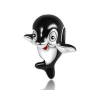 M&S Orca Charm Killer Whale Fish Sea Ocean Animal Lover Charm Bead Pendant, 925 Sterling Silver Dangle Charm, Compatible With Pandora & European Bracelet …