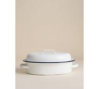M&S Oval Enamel Roaster with Lid Dark Blue Mix