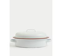 M&S Oval Enamel Roaster with Lid White