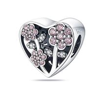 M&S Pave Flowers Charm Roses Pansy Carnation Flower Pink Charm Bead Pendant, 925 Sterling Silver Dangle Charm, Compatible With Pandora & European Bracelet …