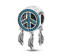 M&S Peace Dreamcatcher Charm More Peace In The World Please Charm Crystal Bead Pendant, 925 Sterling Silver Dangle Charm, Compatible With Pandora & European Bracelet …