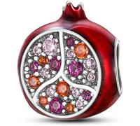 M&S Pomegranate Charm Crystal Red Fruit Lover Charm Bead Pendant, 925 Sterling Silver Dangle Charm, Compatible With Pandora & European Bracelet …