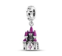 M&S Princess Castle Charm Magic Fairy Daughter Mum Love Heart Charm Crystal Bead Pendant, 925 Sterling Silver Dangle Charm, Compatible With Pandora & European Bracelet …