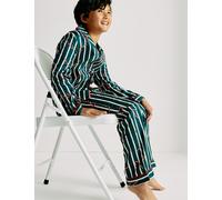 M&S Pure Cotton Candy Cane Family Christmas Pyjamas (1-16 Yrs) Green Mix