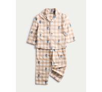 M&S Pure Cotton Checked Paddington™ Pyjamas (1-8 Yrs) Beige Mix