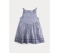 M&S Pure Cotton Embroidered Gingham Dress (0-5 Years) Navy