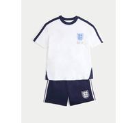 M&S Pure Cotton FA© England Pyjamas (6-16 Yrs) White