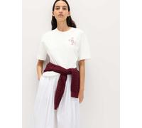 M&S Pure Cotton Floral Oversized Graphic T-Shirt Burgundy Mix