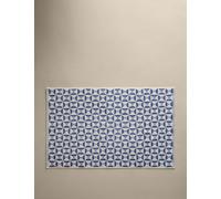 M&S Pure Cotton Geometric Tile Bath Mat Denim