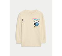 M&S Pure Cotton Graphic Top (2-8 Yrs) Carbon