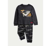M&S Pure Cotton Hot Wheels™ Pyjamas (1-8 Yrs) Charcoal