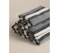 M&S Pure Cotton Marl Striped Towel Charcoal