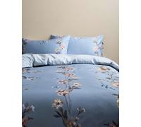 M&S Pure Cotton Sateen Solene Painted Blooms Bedding Set Blue Mix