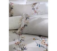 M&S Pure Cotton Sateen Solene Painted Blooms Bedding Set Light Grey Mix