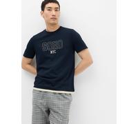 M&S Pure Cotton Soho NYC Graphic Loungewear Top Navy
