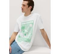 M&S Pure Cotton St Tropez Graphic T-Shirt White