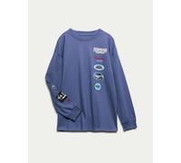 M&S Pure Cotton Stranger Things™ Graphic Top (6-16 Years) Navy Mix