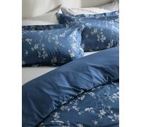 M&S Pure Cotton Trailing Cherry Blossom Bedding Set Blue Mix
