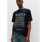 M&S Pure Cotton Tribeca Graphic T-Shirt Navy