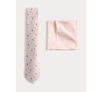 M&S Pure Silk Ditsy Floral Tie and Handkerchief Set Pink