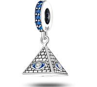 M&S Pyramid Evil Eye Charm Egyptian Hamsa Egypt Charm Bead Pendant, 925 Sterling Silver Dangle Charm, Compatible With Pandora & European Bracelet …