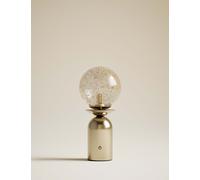 M&S Rechargeable Bubble Glass Globe Table Lamp Antique Brass