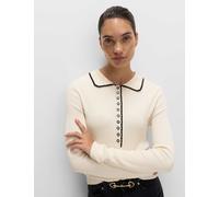 M&S Ribbed Collared Button Detail Knitted Top Cream