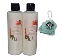 M & S Rose Scented Hand & Body Lotion Twin Pack 250Ml - Moisturising With Free Beauty Body Puff(Any Colour)