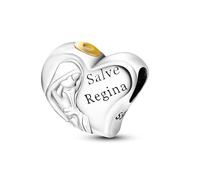 M&S Salve Regina Charm Hail Holy Queen Hym Virgin Mary Charm Bead Pendant, 925 Sterling Silver Dangle Charm, Compatible With Pandora & European Bracelet …