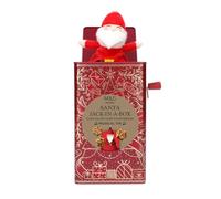 M&S Santa Jack-in-a-Box Musical Tin, Dark Chocolate Chip Shortbread Stars Christmas, Red Decorative Container, 250g,