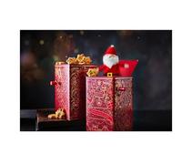 M&S Santa Jack-in-a-Box Musical Tin with Dark Chocolate Chip Shortbread Stars, Red Decorative Container, 250g Christmas Biscuits