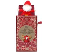 M&S Santa Jack in a Box Musical Tin with Dark Chocolate Chip Star Cookies, Red Decorative Container, Mini All Butter Biscuits, Holiday Theme