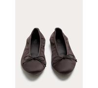 M&S Satin Flat Ballet Pumps Chocolate