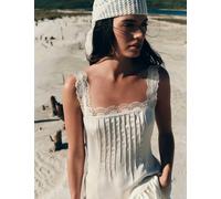 M&S Satin Lace Insert Mini Skater Dress Ivory