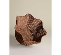 M&S Scallop Rattan Bowl Brown