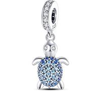 M&S Sea Turtle Blue Pave Crystal Animal Charm Bead Pendant, 925 Sterling Silver, Compatible With Pandora & European Bracelet …