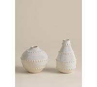 M&S Set of 2 Bobble Bud Ceramic Vases Soft White
