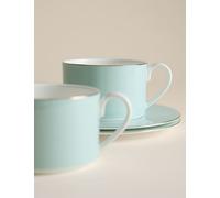 M&S Set of 2 Bone China Cups & Saucers Mint