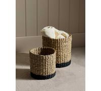 M&S Set of 2 Raffia & Seagrass Contrast Baskets Natural