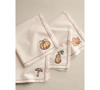 M&S Set of 4 Cotton Rich Harvest Napkins Cream Mix