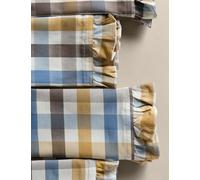 M&S Set of 4 Cotton with Linen Ruffle Gingham Napkins Brown Mix