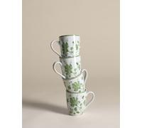 M&S Set of 4 Floral Bee Mugs Sage