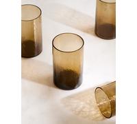M&S Set of 4 Hammered Hi Ball Glasses Brown