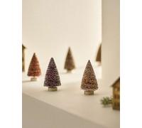 M&S Set of 5 Mini Bristle Tree Decorations Brown Mix