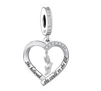 M&S She Believed She Could So She Did Athlete Angel Wings Love Heart Charm Bead Pendant, 925 Sterling Silver Dangle Charm, Compatible With Pandora & European Bracelet …