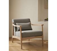 M&S Sherwood Light Oak Chenille Accent Chair - Grey, Grey