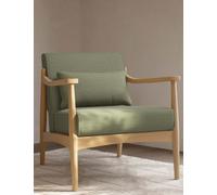 M&S Sherwood Light Oak Chenille Accent Chair Soft Green